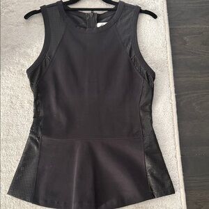 Aiko Black Sleeveless Peplum Top